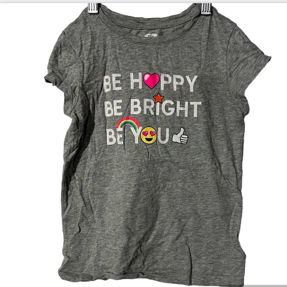 GAP Graphic Tee Shirt Gray Emoji Girls Size Medium